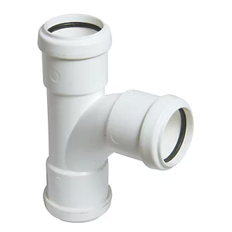 40mm Push Fit Swept Tee White