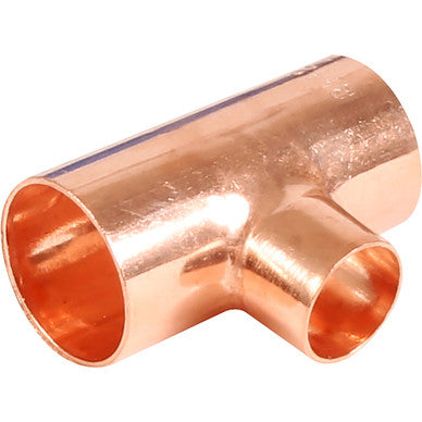 COPPER END FEED REDUCING TEE 22MM X 15MM X 22MM