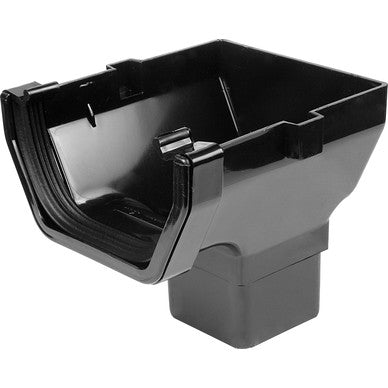114mm Square Line Gutter Stop End Outlet Black