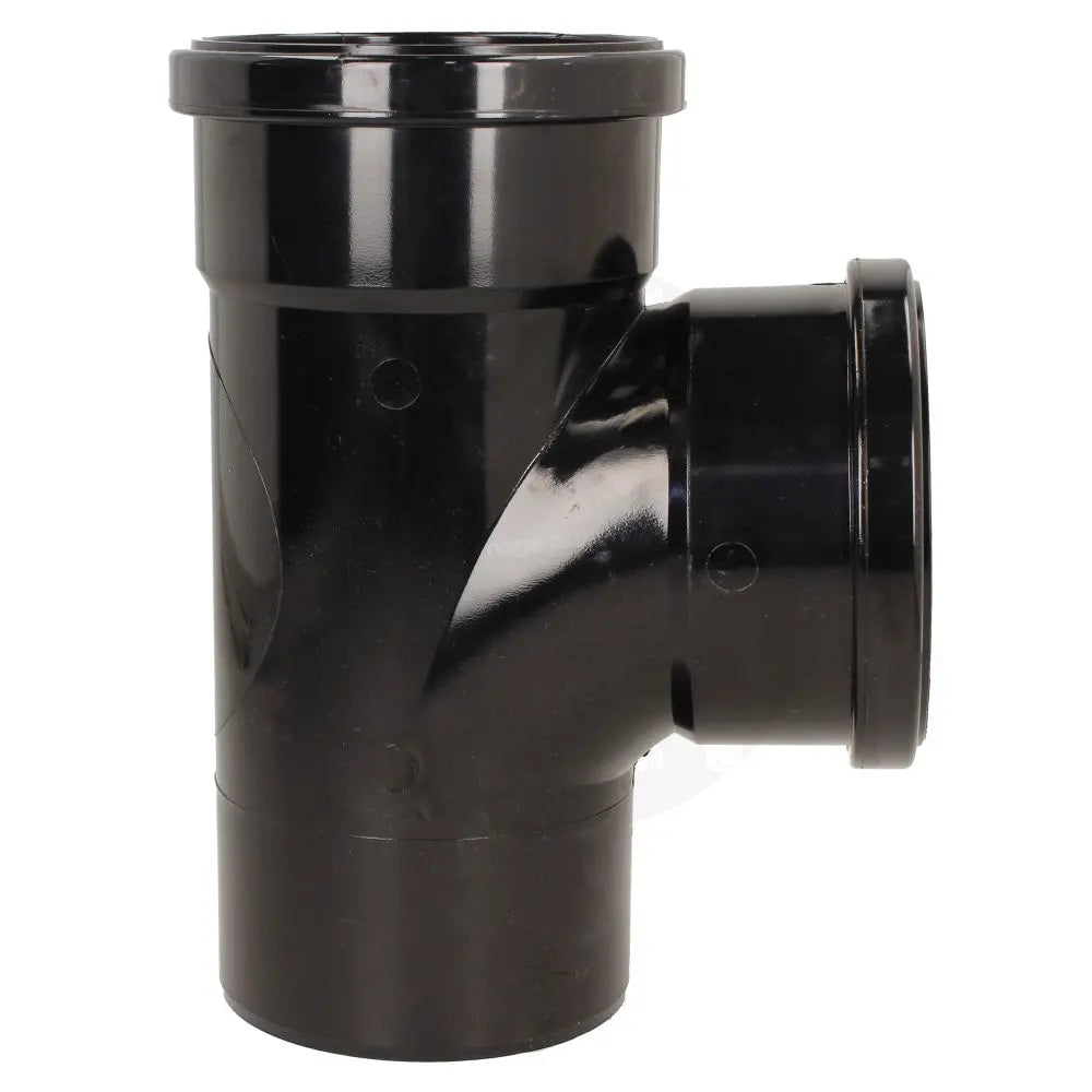 110mm Push-Fit Double Socket 92.5 Tee Branch Black