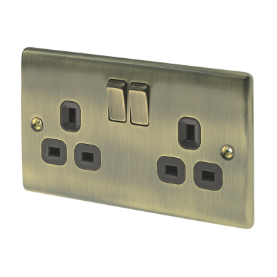 BG Nexus Metal Antique Brass Double Switch Socket 13A