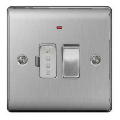 BG Nexus Metal Brushed Steel 13A Switched Spur Neon