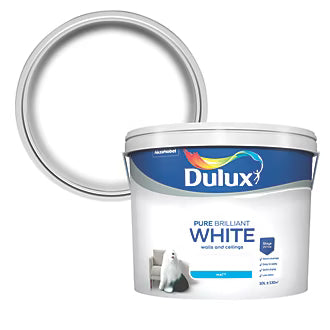 Dulux 10Ltr Pure Brilliant White Matt Emulsion Paint