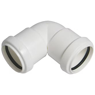 40mm Push Fit 90 Degree Knuckle Elbow White
