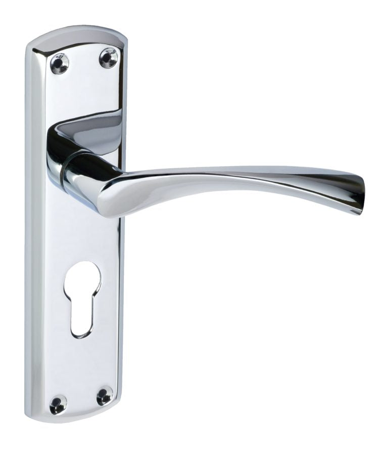 Monza Lever Euro Lock Handle Polished Chrome