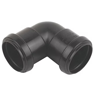 32mm Push Fit 90 Degree Knuckle Elbow Black
