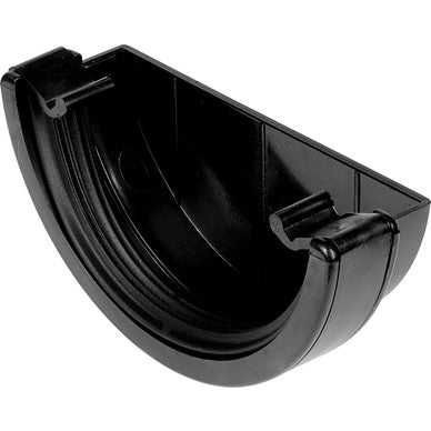 112mm Half Round Gutter Stop End External Black