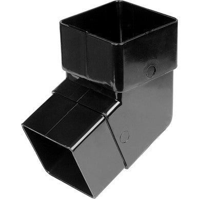 65mm Square Down Pipe Branch 112.5 Degree Black