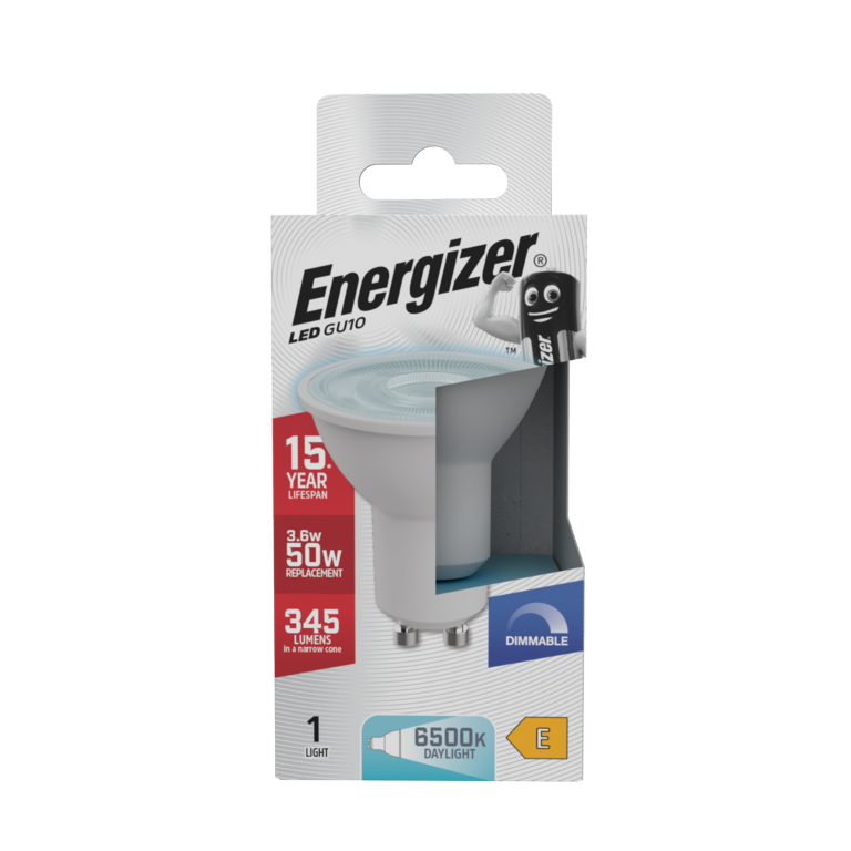 Energizer LED GU10 345lm 3.6W 6500k (Day Light) Dimmable Light Bulb
