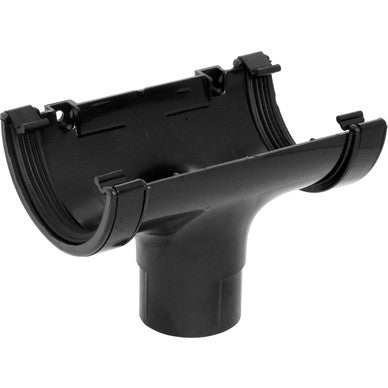 112mm Half Round Gutter Running Outlet Black