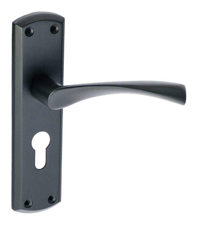 Monza Lever Euro Lock Handle Matt Black
