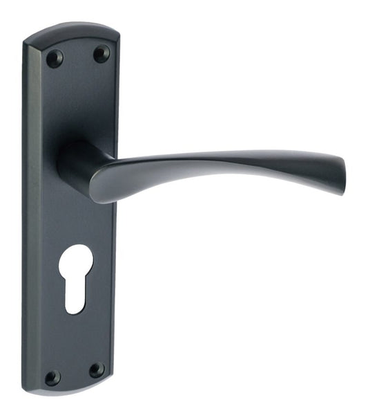 Monza Lever Euro Lock Handle Matt Black