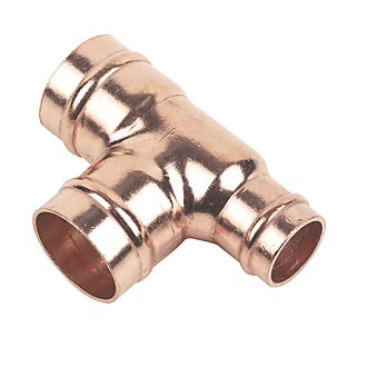 COPPER Solder Ring REDUCING TEE 22MM X 22MM X 15MM