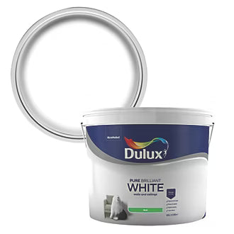 Dulux 10Ltr Pure Brilliant White Silk Emulsion Paint