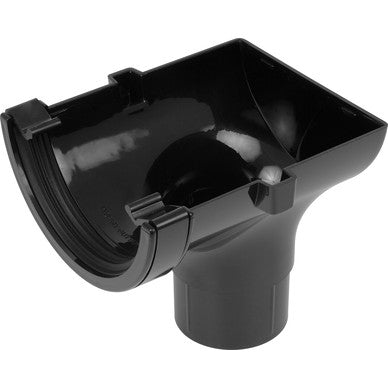 112mm Half Round Gutter Stop End Outlet Black