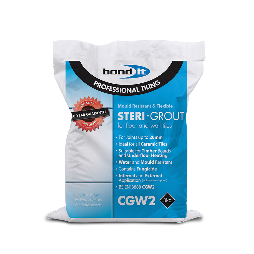 Bond It STERI GROUT - Hygienic Floor & Wall Tile Grout Black 3kg