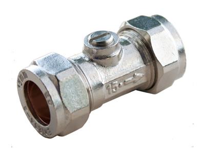 Chrome Compression Isolating Valve 15mm