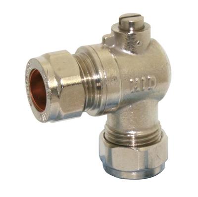 Chrome Compression Angled Isolating Valve 15mm