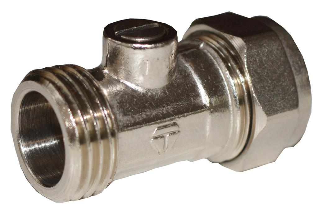 Chrome Compression Isolating Valve Flat Faced 15mm