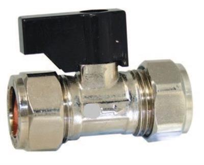 Chrome Compression Isolating Valve with Lever 15mm