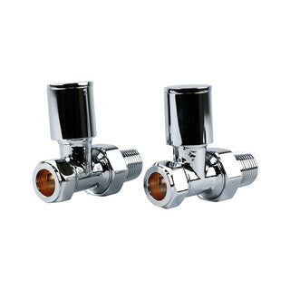 Chrome Straight Towel Radiator Valve 15mm Pair