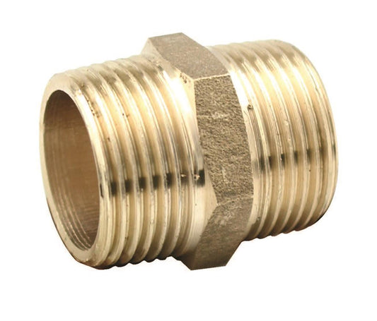 Brass Threaded Male to Male Hexagonal Nipple 3/4"