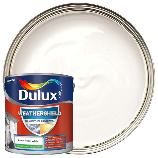 Dulux Weathershield All Weather Purpose Smooth Paint - Pure Brilliant White - 2.5L