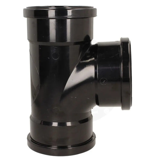 110mm Push-Fit Triple Socket 92.5 Tee Branch Black