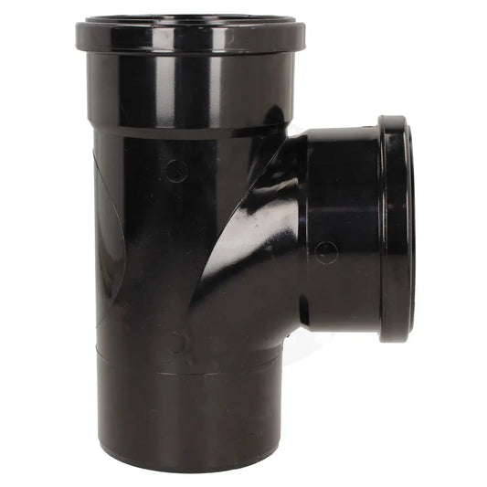 110mm Push-Fit Double Socket 92.5 Tee Branch Black