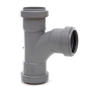 40mm Push Fit Swept Tee Grey