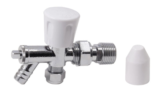 Angled Radiator Valve with Drain Off 15mm