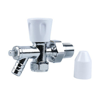 Angled Radiator Valve with Drain Off 15mm (3/4" Union)