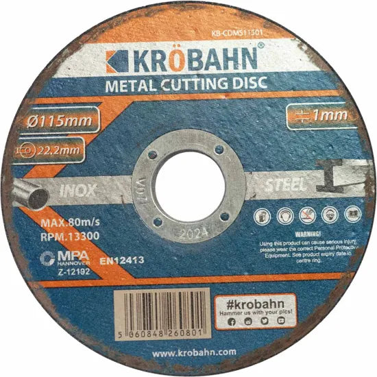 Krobahn 115mm Flat Metal Cutting Disc - 10 Pack