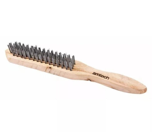 Am-Tech 4 Row Heavy Duty Wood Handle Wire Brush