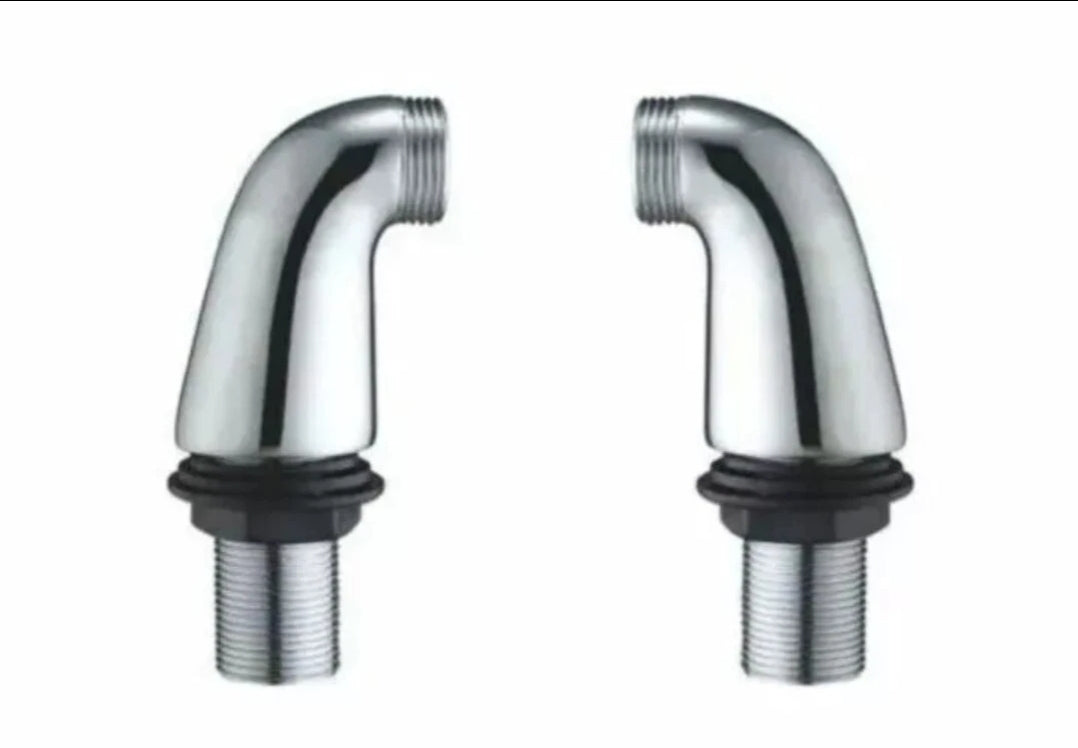 Pair of Chrome Deck Mounted Bath Filler Shower Mixer Tap Legs Adapter Extension