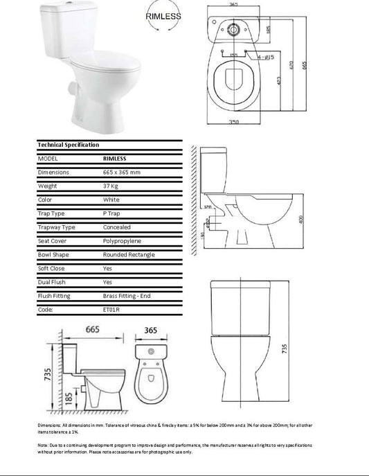 Alpha Rimless Standard Toilet with Soft Close Seat