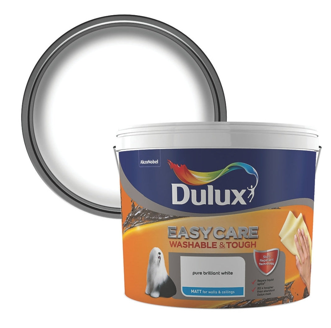 Dulux EasyCare Washable & Tough 10Ltr Pure Brilliant White Matt Emulsion Paint