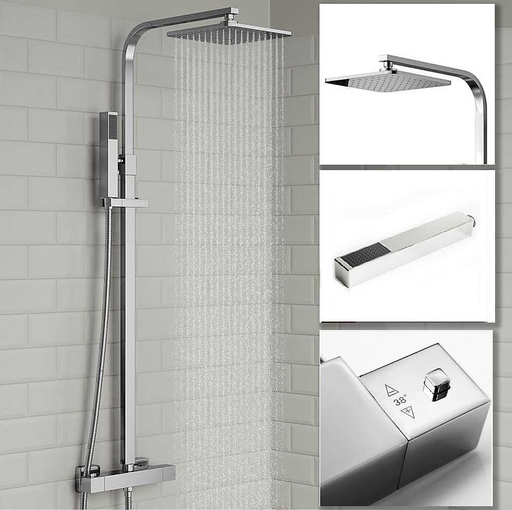 Chrome Square Thermostatic Shower Set