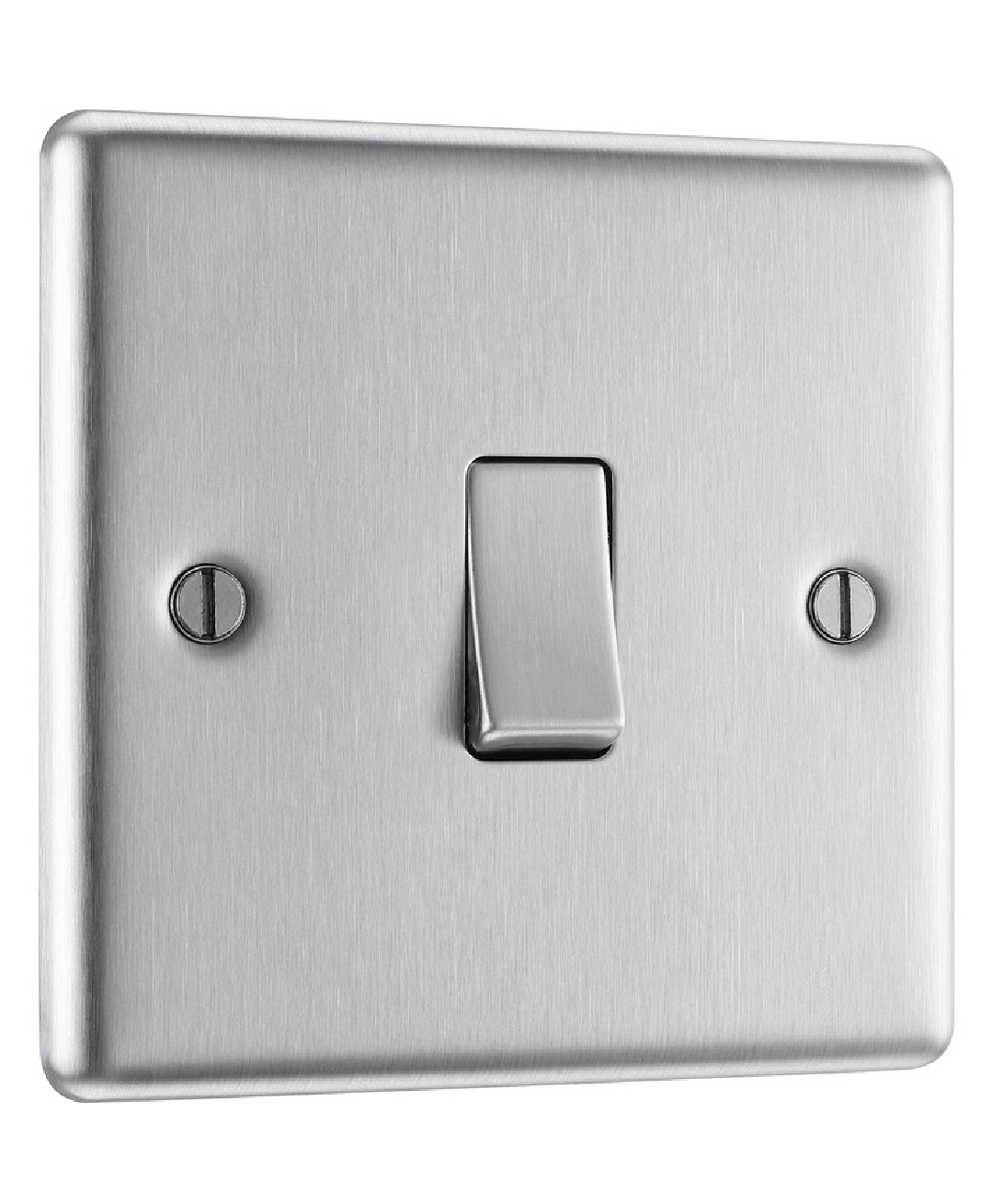 British General Nexus Metal 20A 16AX 1-Gang 2-Way Light Switch Brushed Steel