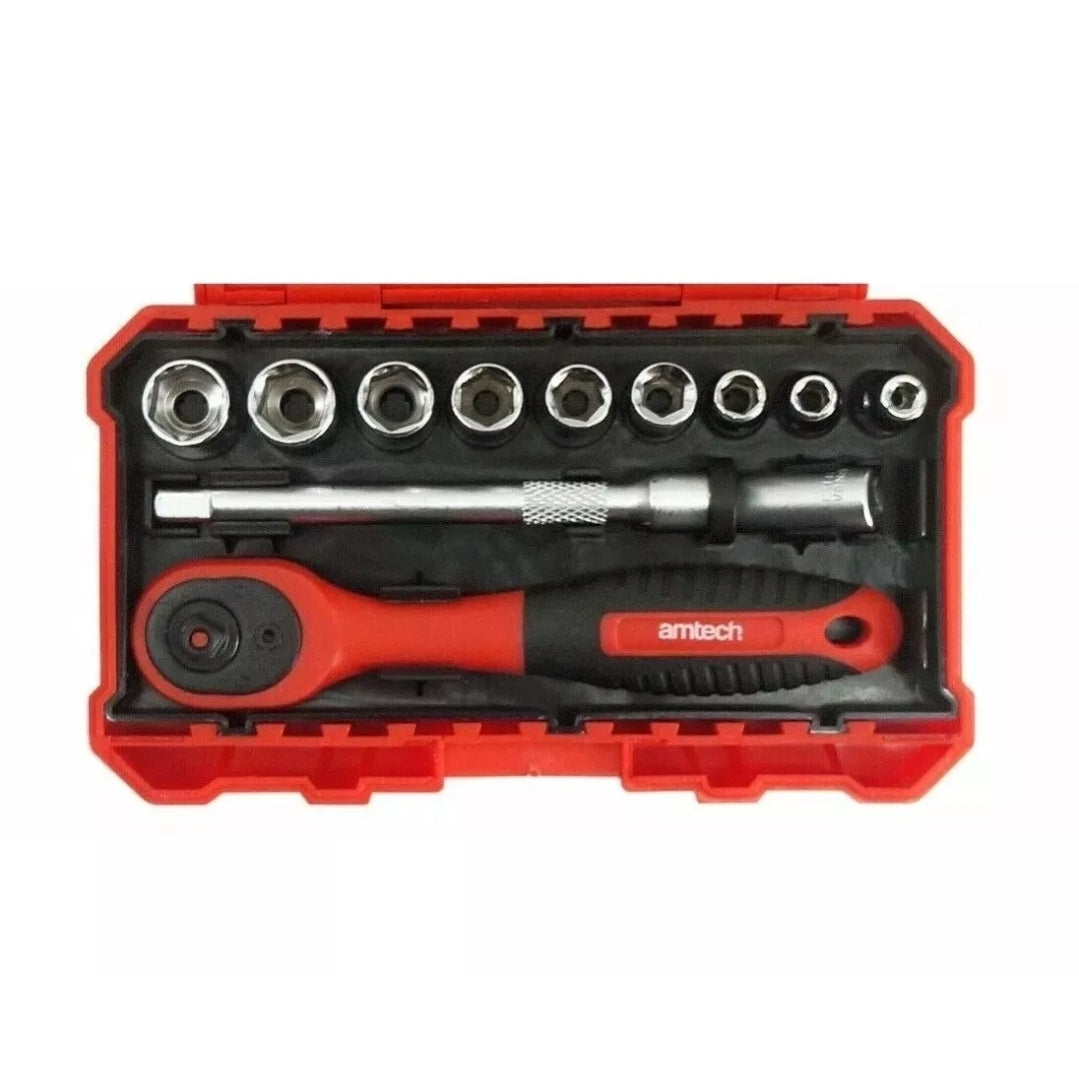 Amtech 35 Piece 1/4in Drive Socket & Accessory Set Metric 4 - 12mm I0227