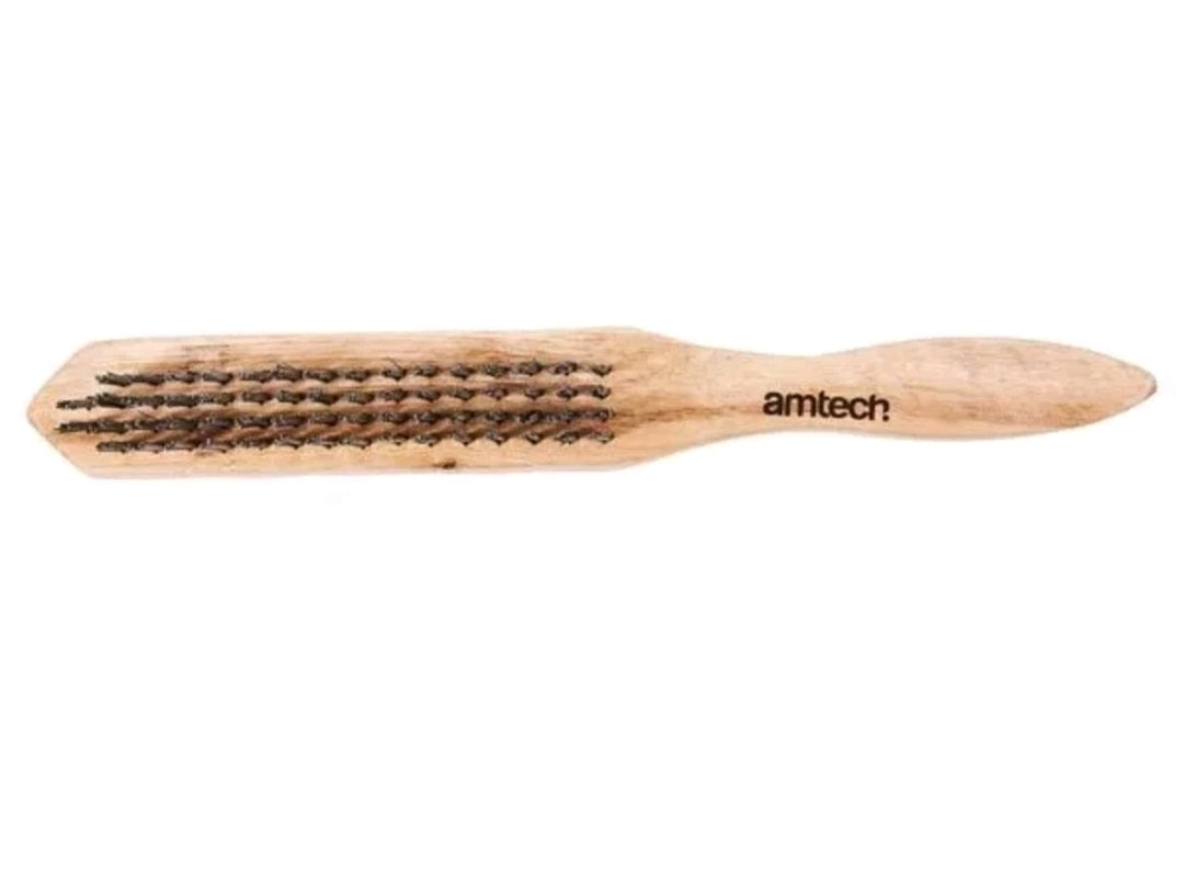 Am-Tech 4 Row Heavy Duty Wood Handle Wire Brush