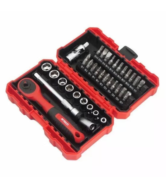 Amtech 35 Piece 1/4in Drive Socket & Accessory Set Metric 4 - 12mm I0227