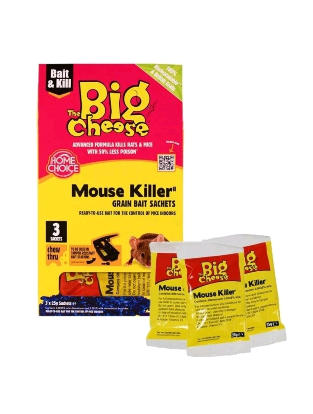 The Big Cheese Mouse & Rat Killer Grain Bait Sachets 25g