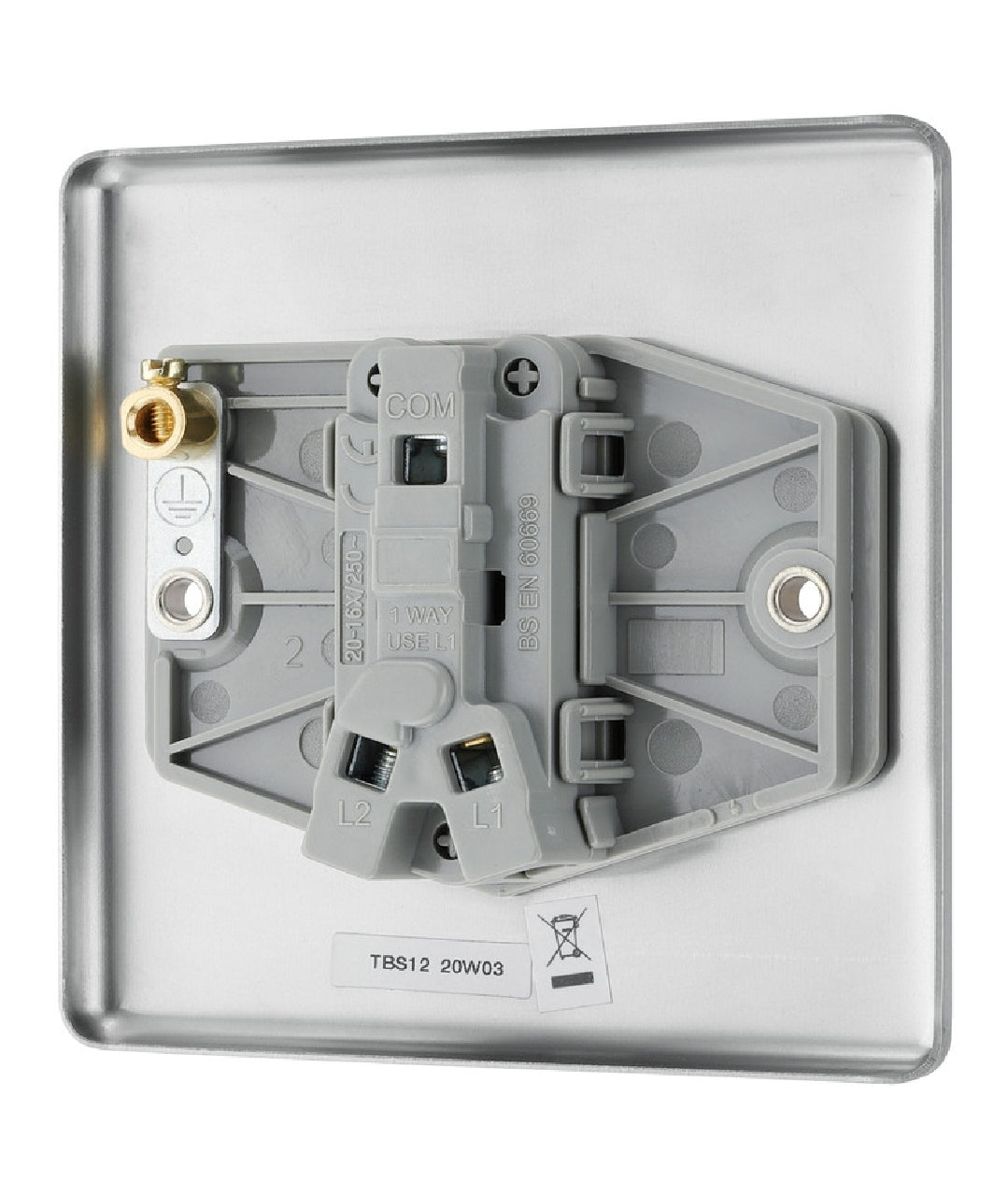 British General Nexus Metal 20A 16AX 1-Gang 2-Way Light Switch Brushed Steel