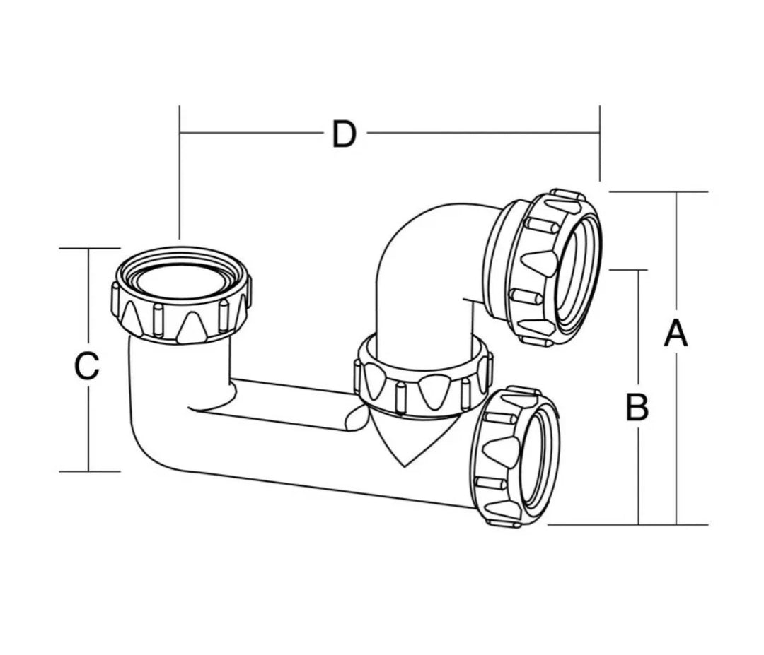 Multikwik Bath Trap - Low Level P5040 40mm Waste Trap - 50mm Seal