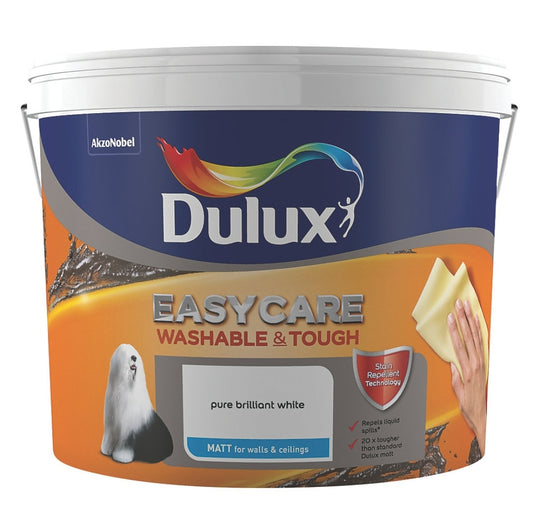 Dulux EasyCare Washable & Tough 10Ltr Pure Brilliant White Matt Emulsion Paint