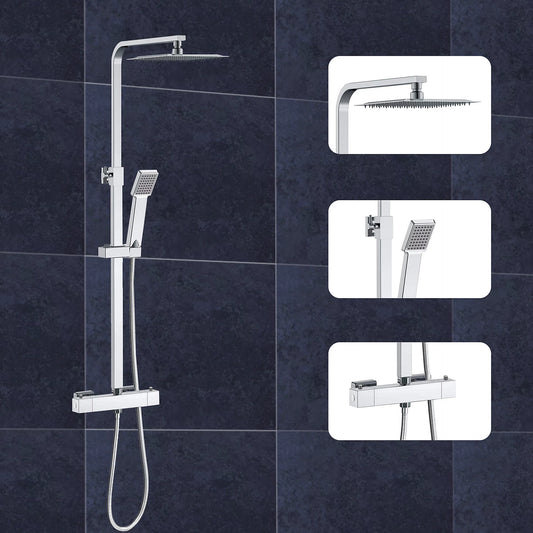 Chrome Square Thermostatic Shower Set