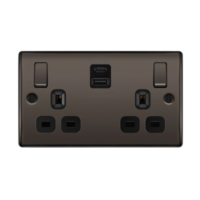 BG Nexus Metal Black Nickel Double USB A & C (22W)