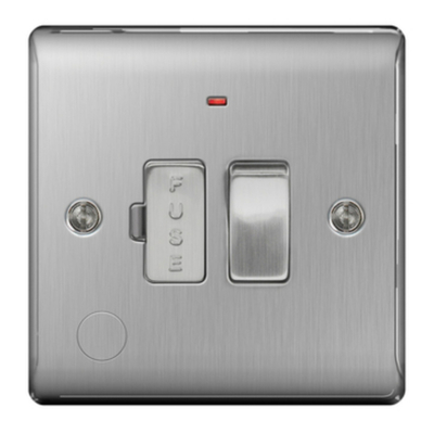BG Nexus Metal Brushed Steel 13A Switched Spur Neon with Flex Outlet
