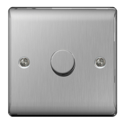 BG Nexus Metal Brushed 1 Gang 2 Way Steel Dimmer Switch